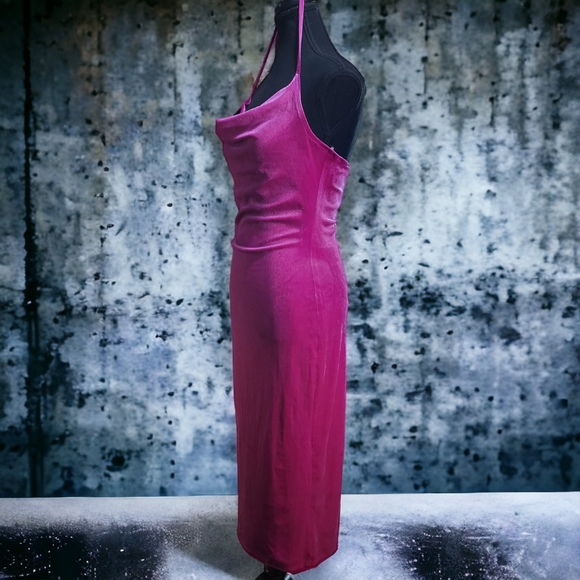 Trendyol cowl neck midi cami dress in pink velvet (NWT) - Picture 9 of 10